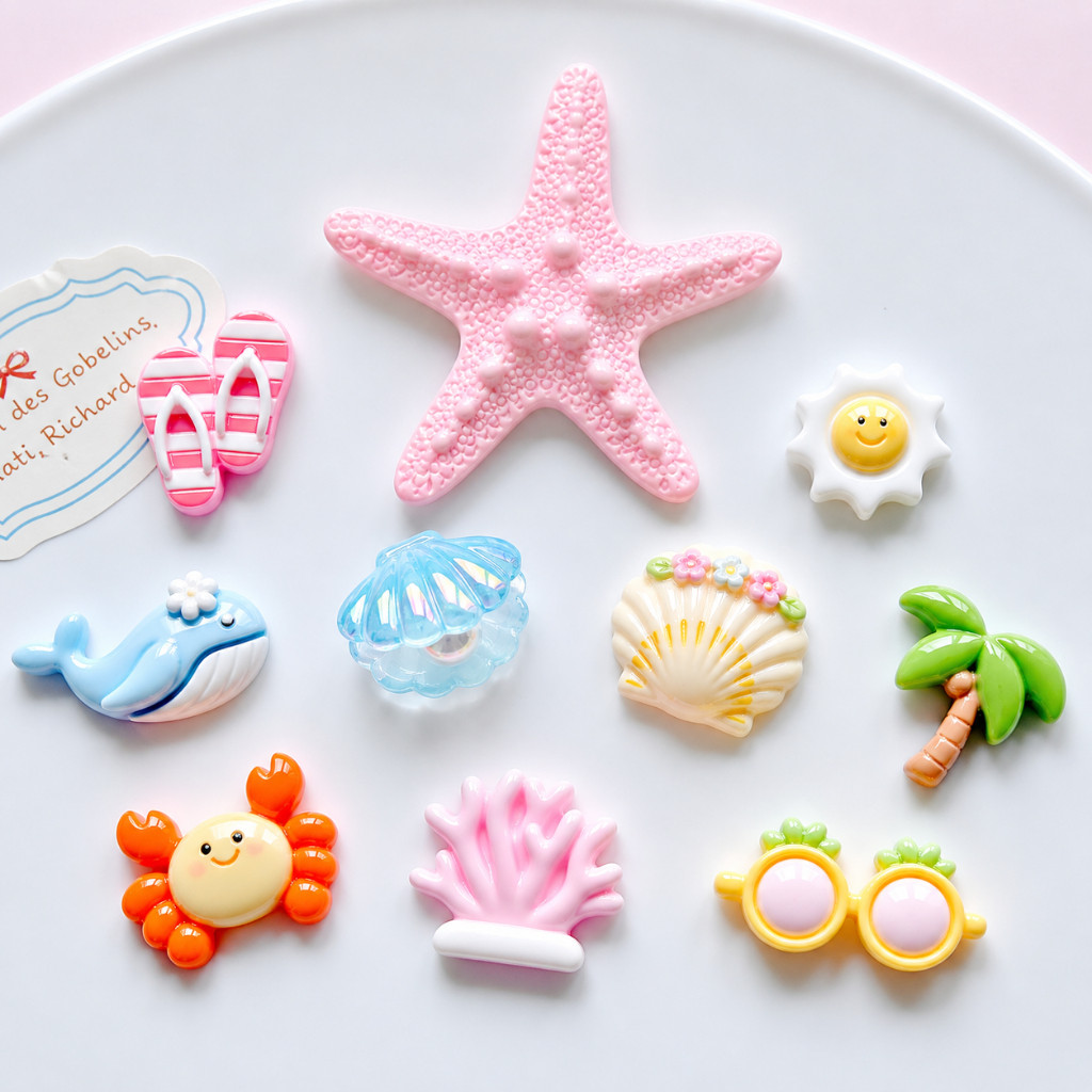Set Charm Biển Sao Biển Kem Gắn Dép Crocs Cá Cua Vỏ Sò Kính Dứa Phong Cách Summer Tropical Pastel Dễ Thương