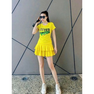 Bộ croptop váy xoè đơn giản dễ mặc kín đáo tập aerobic, đi bơi, nhảy shuffler dance,...