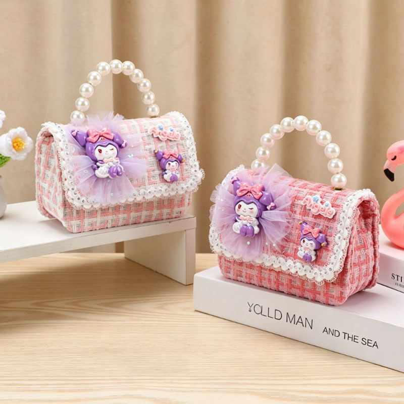 Túi Xách Cho Bé Gái,Chất Liệu Nylon PU,Quai Ngọc Sang Chảnh,dễ Phối Hợp,Quà Sinh Nhật Cho Trẻ Em