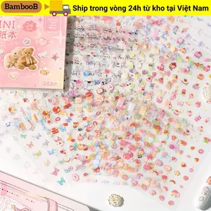 BAMBOOB 24 Miếng Dán Móng Tay, Miếng Dán Cốc Đa Năng Không Phản Hồi, Thời Trang Tự Dính DIY Hoạt Hình Dán Để Trang Trí Móng Tay Nghệ Thuật