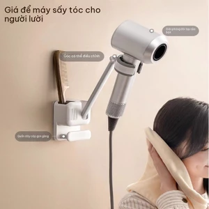 Kệ Máy Sấy Tóc Không Đục Lỗ Bằng Thép Không Gỉ Gắn Tường Chống Rỉ Sét, Không Cần Khoan, Tay-° Sấy tóc cố định, thiết thực tiện lợi