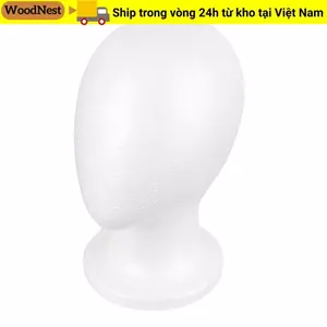 Đầu Mannequin xốp WOODNEST, Đế trưng bày tóc giả trắng nhẹ, Mô hình đầu xốp ổn định