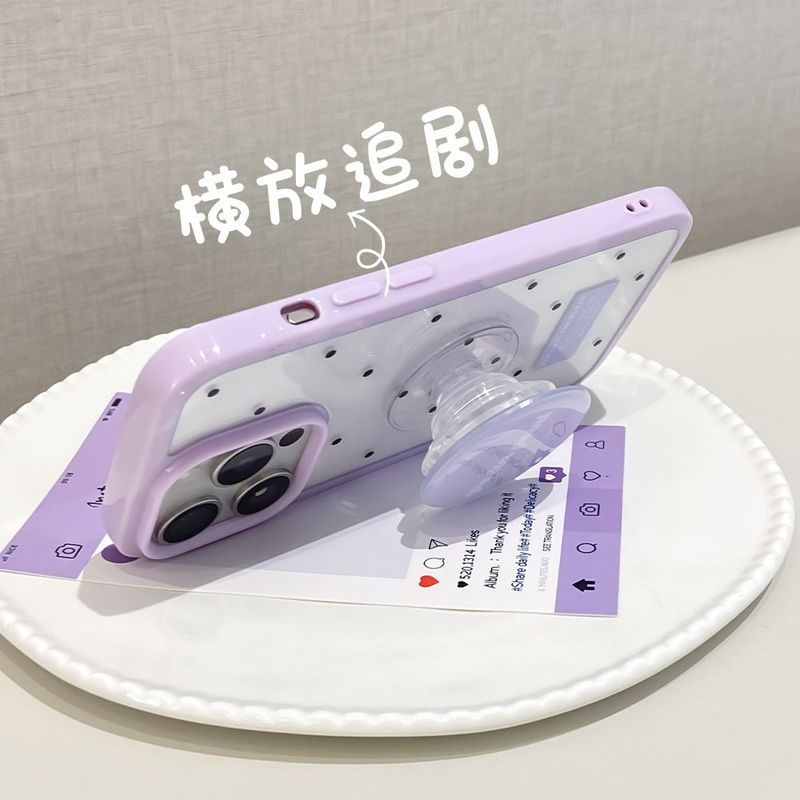 Thích hợp cho Apple 16 / 17Promax Stand Phone Case iPhone12 / 13 / 14 / 15 Vỏ bảo vệ chấm bi phong cách Hàn Quốc