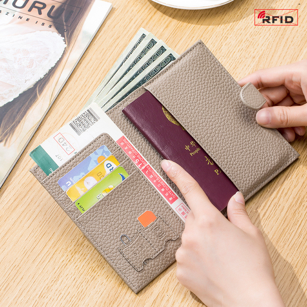 Nhiều Màu RFID Chống Trộm Da Thật Chính Hãng Đựng Hộ Chiếu Đa Năng Tài Liệu Vé Túi Bảo Quản