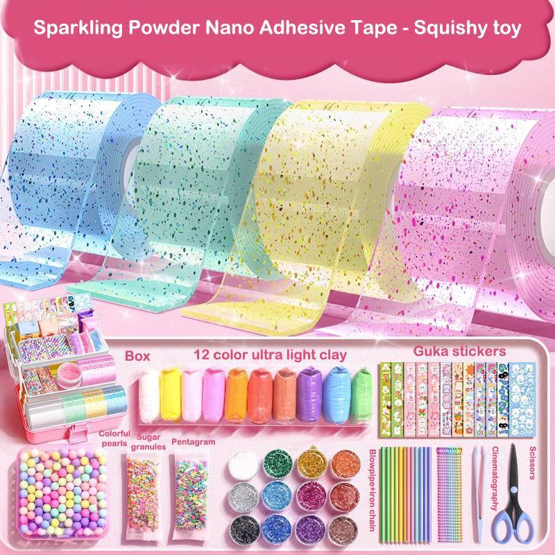 PNPIA- DIY Craft Pinch Toy Making Blowable Bubble Tape Chống đánh dấu Keo hai mặt Màu sắc tái sử dụng Băng Nano có độ bền cao