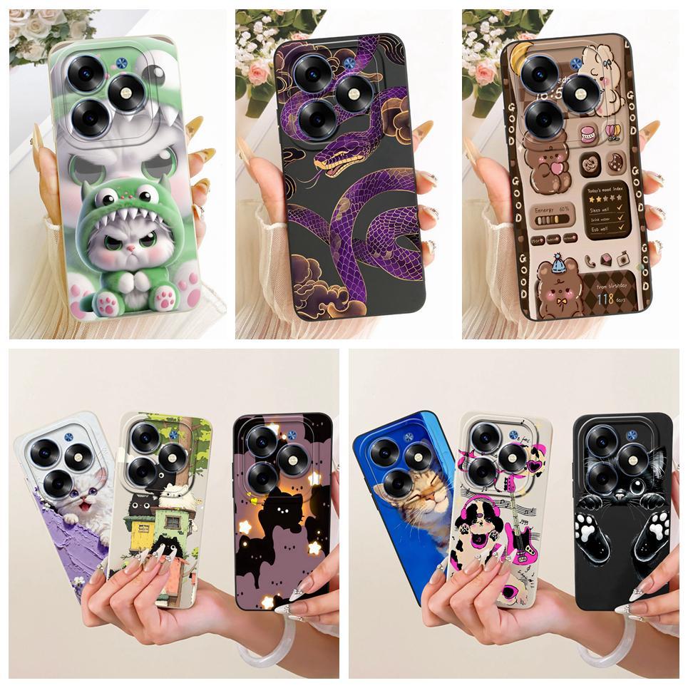 Dành Cho Infinix Hot 40i Ốp Điện Thoại Infinix X6528B Mèo Dễ Thương Hoạt Hình Thỏ Tranh Trường Hợp Chống Sốc Bảo Vệ Silicon Mềm Vỏ