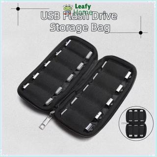 Túi xách LEAFYHOME, Ổ đĩa Flash USB 6 khe 10 khe Túi lưu trữ, Bộ sắp xếp đĩa USB di động bằng vải Polyester màu đen để làm việc
