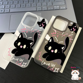 Ốp lưng thư cho iPhone 17 16 15 14 13 12 11 7 8  Mèo đen dễ thương XS XR XSMAX  silicon TPU mềm điện thoại trầyrơi