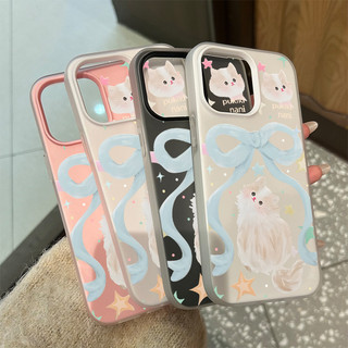 Ốp lưng thư cho iPhone 17 16 15 14 13 12 11 Mèo bông đính nơ dễ thương XS XR XSMAX  silicon TPU mềm điện thoại trầyrơi