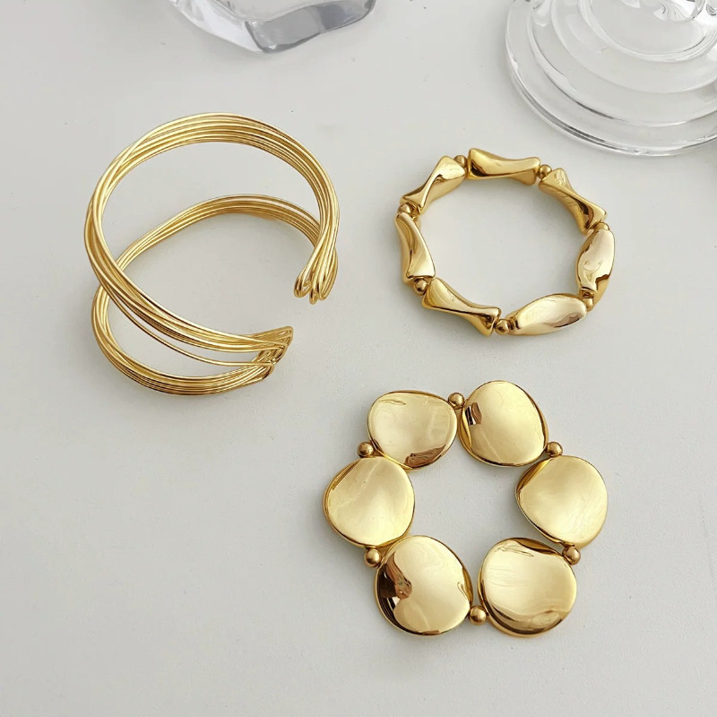 Vòng tay thời trang không đều bạc Hàn Quốc Bộ ba mảnh dành cho nữ Xếp chồng lên nhau Phụ kiện ngọt ngào và mát mẻ thời trang dành cho nữ
