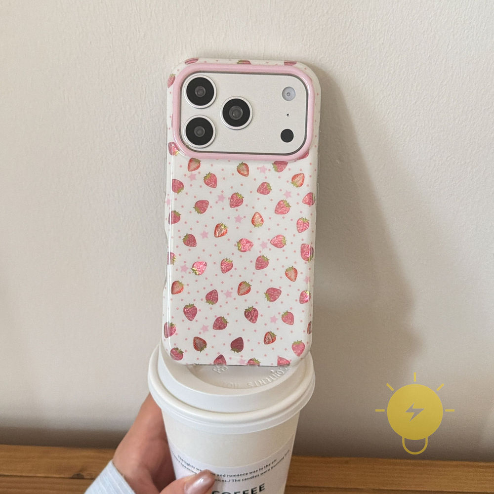 Phone Case For iPhone 17 Pro Max 16 15 14 13 TPU Pink Polka Dot Strawberry Polka Dot Aesthetic Korean Cute