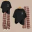 Bộ quần kẻ dài caro đỏ+ và áo phông unisex gấu xanh in ngu ự c -chang3158