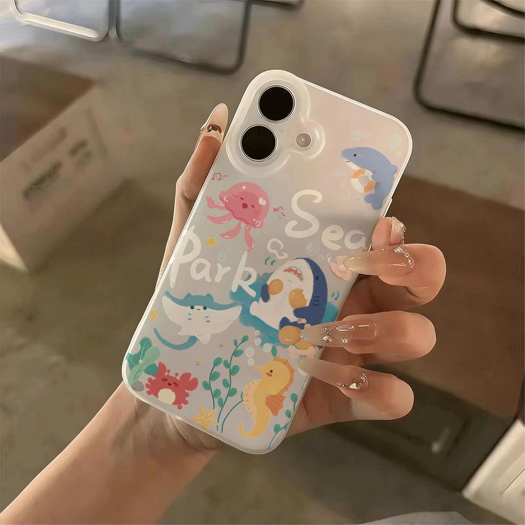 Thế giới biển Đối với trường hợp iPhone 14Pro Da đơn giản và tươi mới 151716