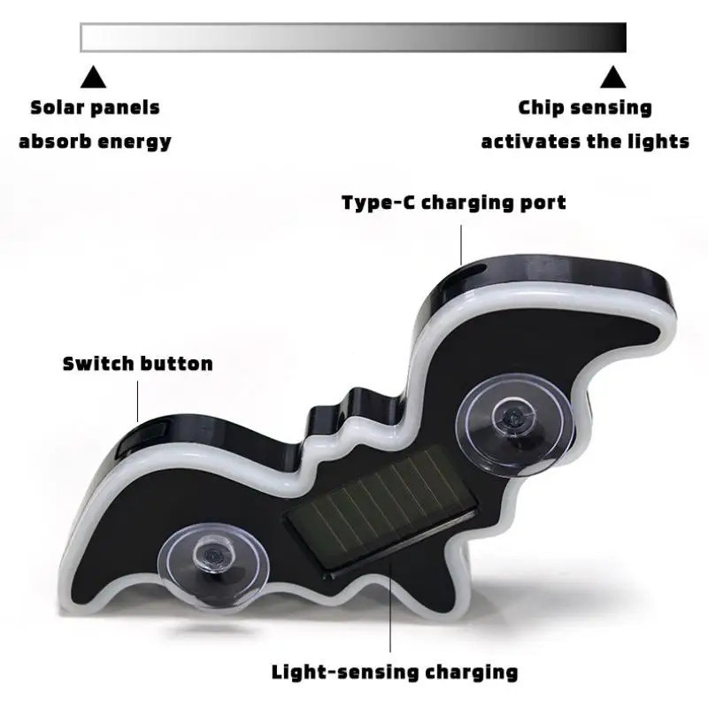 Đèn LED ô tô xung quanh Đèn năng lượng mặt trời không dây Demon Eye Batman Đèn tam giác Trang trí cửa sổ nội thất Phụ kiện sửa đổi ngoại thất