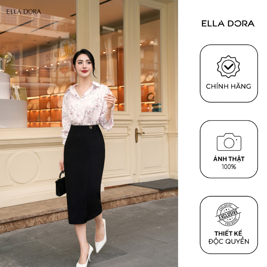 Áo sơ mi nữ ELLA DORA thiết kế tay dài form suông thanh lịch sang trọng 2 màu XANH/HỒNG [SM90]