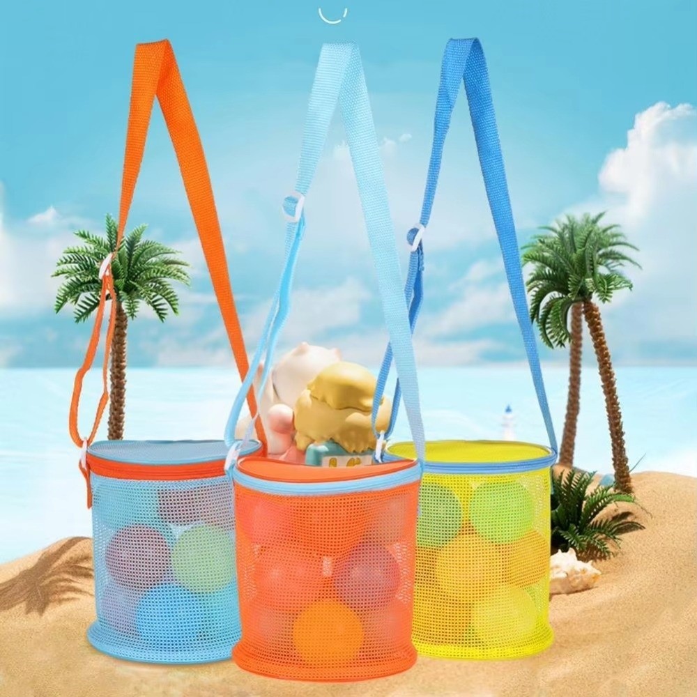 Túi lưới đi biển FLAZEA, Dụng cụ sưu tập pháo kích cực lớn Túi lưu trữ bãi biển, Dây đeo có thể điều chỉnh di động Túi ba lô Sử dụng du lịch