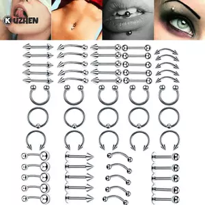 KUZHEN Bộ Trang Sức Xỏ Dây 60 Piece - Thép Hỗn Hợp Cho Mũi, Môi, Lông Mày và Bụng