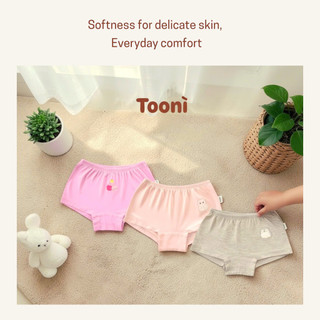 Combo 3 quần chip đùi Toonì chất thun Modal mềm mịn kháng khuẩn cho bé gái 10-40kg Bubbybaby-GV