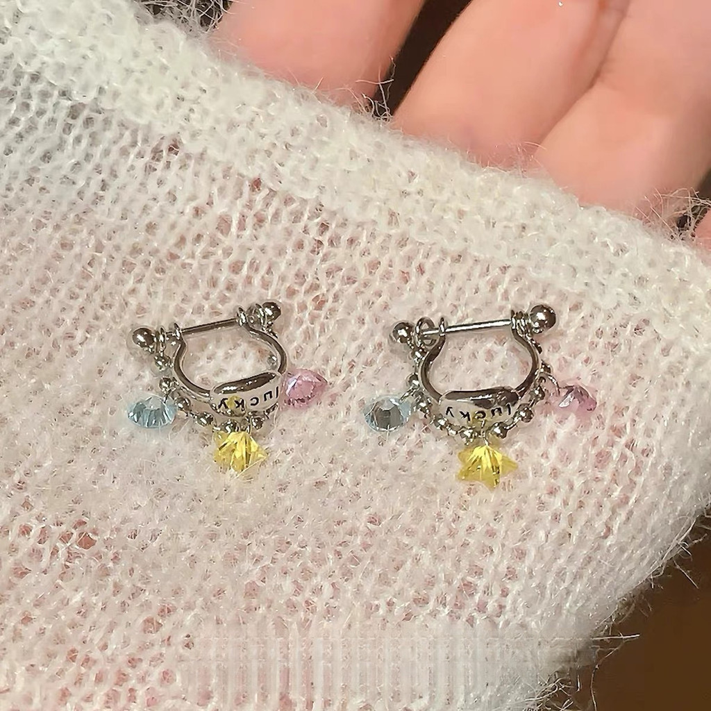 Mặt dây chuyền và bông tai ngôi sao zircon, thời trang đa dụng
