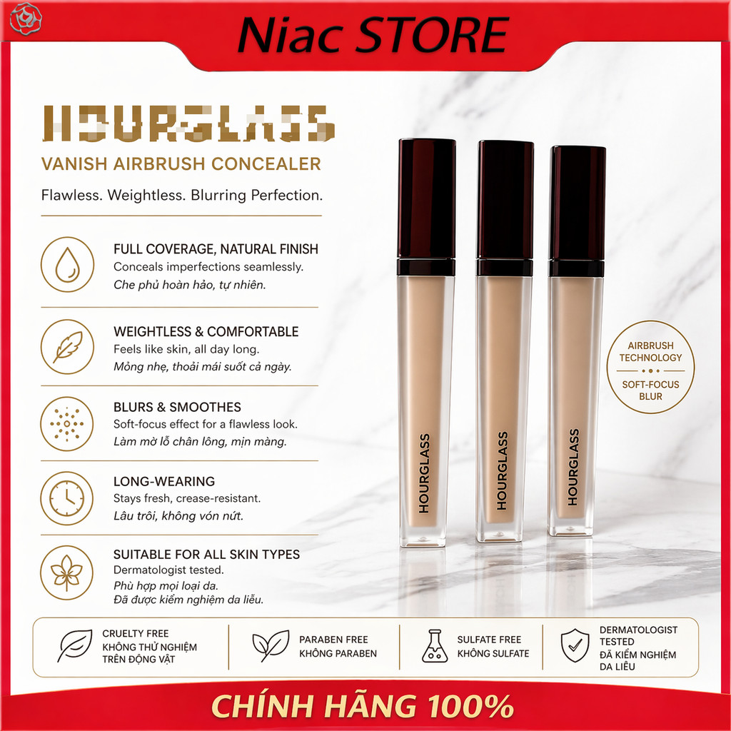Kem Che Khuyết Điểm ℍ𝕆𝕌ℝ𝔾𝕃𝔸𝕊𝕊 𝕍𝔸ℕ𝕀𝕊ℍ 𝔸𝕀ℝ𝔹ℝ𝕌𝕊ℍ 𝓒𝓸𝓷𝓬𝓮𝓪𝓵𝓮𝓻 Fullsize| Che Phủ Tốt, Mịn Tự Nhiên