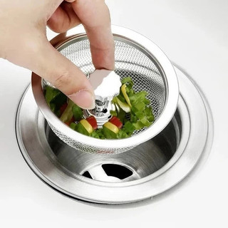 Nắp Lưới Lọc Rác Bồn Rửa Chén Có Tay Cầm Bằng Thép Không Gỉ Tiện Dụng Cho Nhà Bếp/ Phòng Tắm