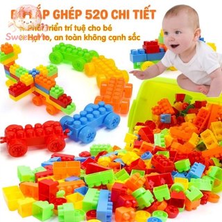 Khối xây dựng trẻ em Đồ chơi giáo dục Bộ câu đố học tập thân nhựa sáng tạo 520 miếng