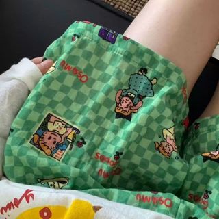 Quần Short Size Lớn Quần Short Nữ Nhà Quần Short Nữ Ngắn Pyjama Quần Nữ 150kg Size Lớn Kẻ Sọc Xanh Hoạt Hình Quần Pyjama Bé Gái Nữ Mùa Hè Phong Cách Mỏng Có Thể Đi Bộ Bên Ngoài Quần Short Nhà Có Thể Uốn Cong Plus Size Quần Áo Nữ