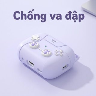 Vỏ silicon AirPods 3 AirPods 4 Tay cầm trò chơi mèo dễ thương Móc khóa Vỏ chống bụi chống sốc