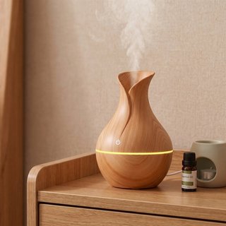 Máy tạo độ ẩm khuếch tán hương thơm siêu âm 200Ml Hạt gỗ Usb Im lặng Sương mù Đèn ngủ Văn phòng tại nhà