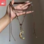 Mặt Dây Chuyền Ngôi Sao Hình Lưỡi Liềm Bạc Vàng - Phong Cách Cá Tính