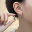 Bông tai nữ cá tính zircon hình học màu vàng thời trang