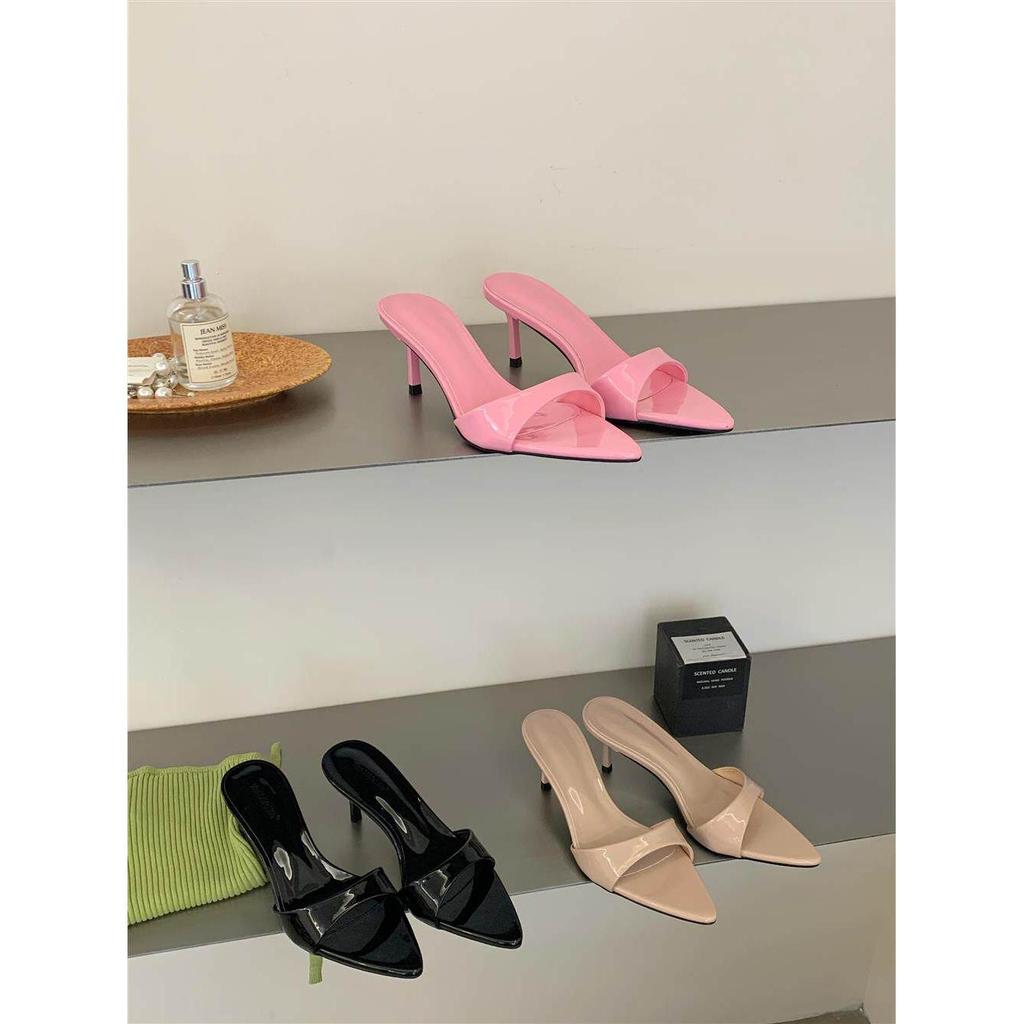 TT Bằng Sáng Chế Da Mũi Nhọn Dép Mùa Hè 2026 Phong Cách Mới Stiletto Nữ Flip-Flops Sandal Cao Gót