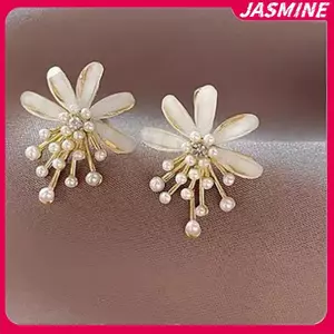JASMINE Thời Trang Hoa Ngọc Trai sel Thả Bông Tai Cho Người Phụ Nữ Trang Sức Cưới Dự Tiệc Phụ Kiện JASMINE