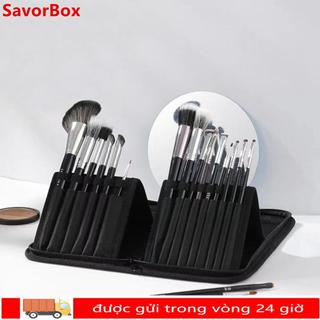 Túi đựng cọ trang điểm SAVORBOX, Túi đựng cọ sơn vị trí 15 lỗ bền bỉ, Bộ công cụ nghệ sĩ trang điểm dung tích lớn di động