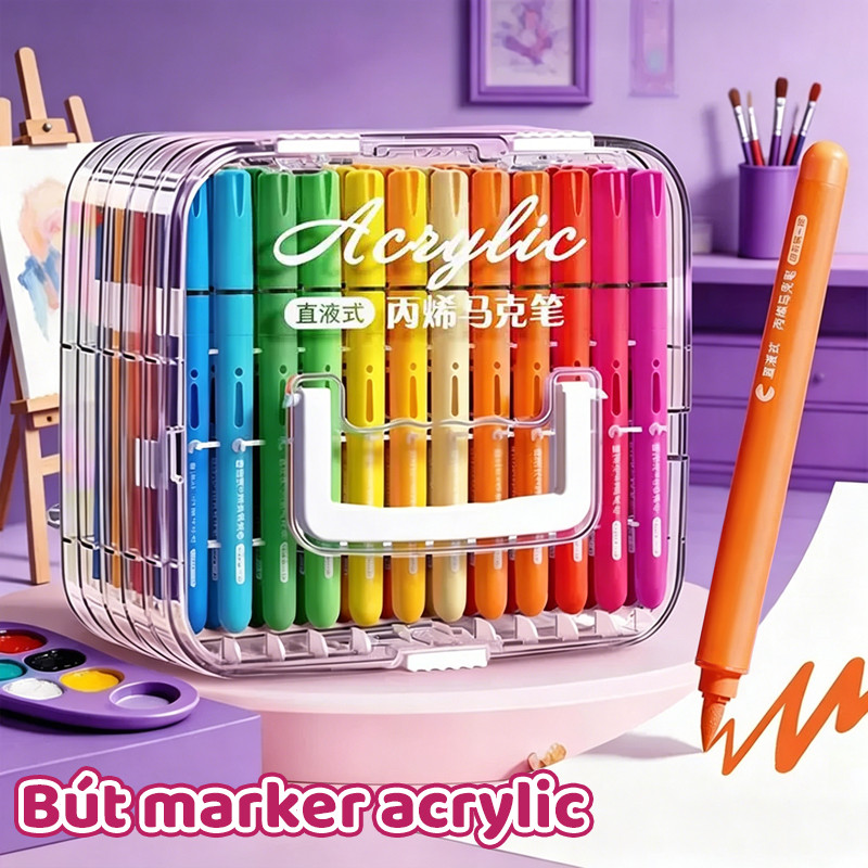 Màu Acrylic Marker Bộ 24 36 72 84 Màu Học Sinh Ngòi Brush Vẽ Tranh Màu Sắc Tươi Sáng Sản Phẩm Cao Cấp