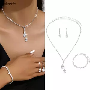 Bigapple 3 Chiếc Nữ Zircon Bộ Trang Sức Bông Tai Nelace Vòng Tay Thời Trang Cưới RDG