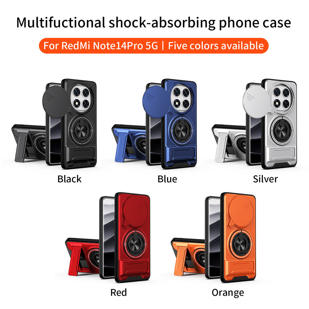 Ốp Điện Thoại Đa Năng Sang Trọng Thích Hợp Cho Redmi Note 14 Pro 15 12 13 4G 5G Dây 360°Giá đỡ vòng có vỏ máy ảnh Vỏ bảo vệ toàn diện chống sốc