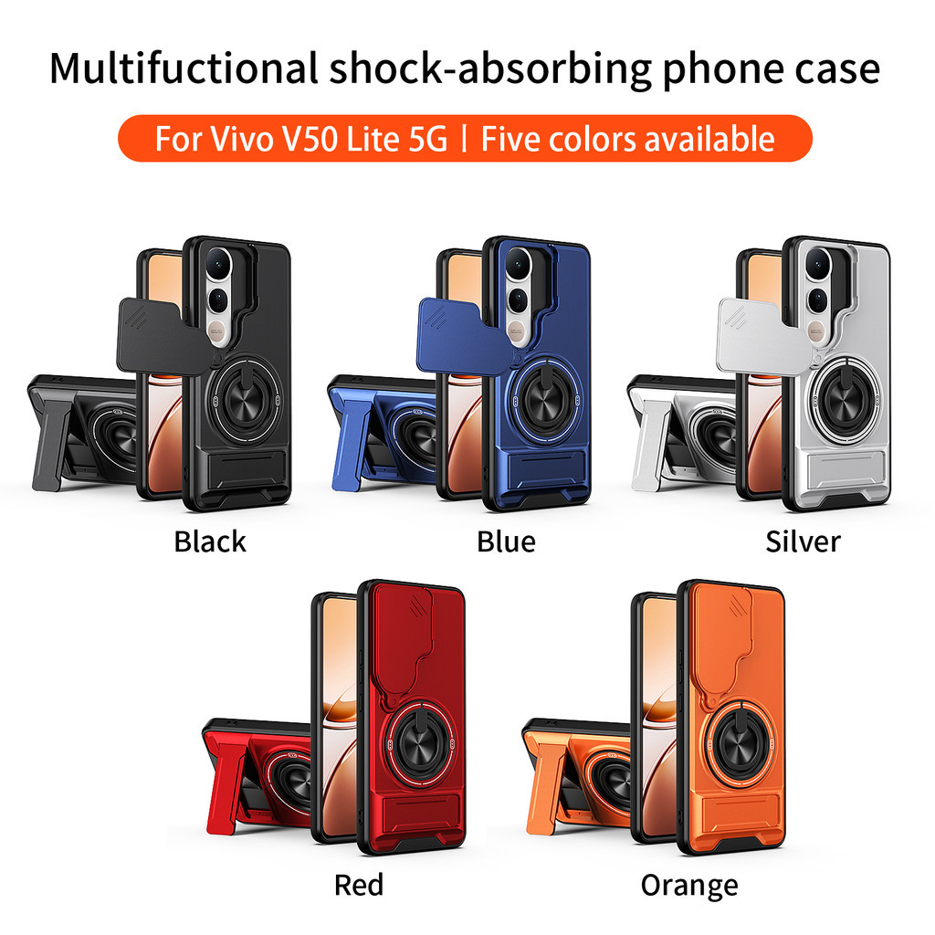 Ốp Điện Thoại Đa Năng Sang Trọng Thích Hợp Cho Vivo V50 Lite V30 V60 V70 FE 4G 5G Dây 360°Giá đỡ vòng có vỏ máy ảnh Vỏ bảo vệ toàn diện chống sốc