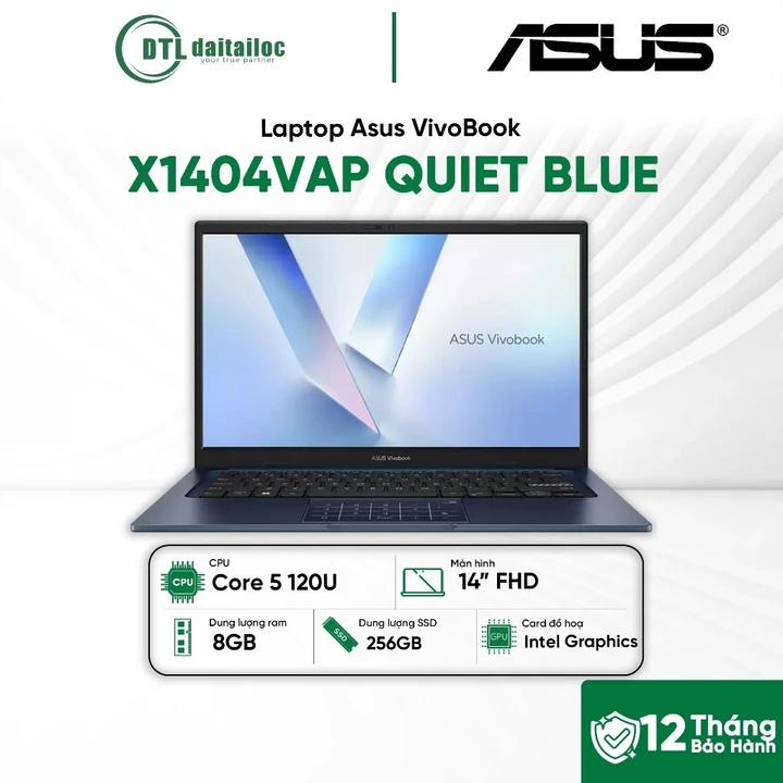 Laptop Asus VivoBook X1404VAP Core 5 120U 8GB 256GB SSD 14 FHD WIN11 QUIET BLUE (NK) | Bảo hành 12 tháng