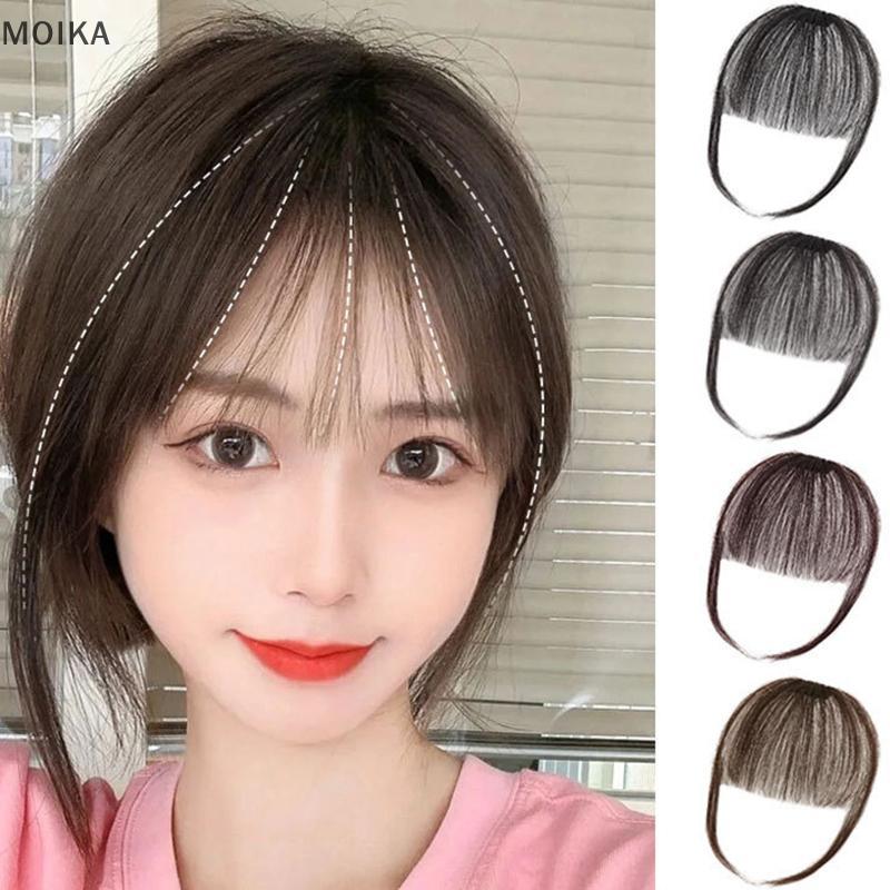 MOIKA Giả Vô Hình Tổng Hợp Nổ Viền Trước Kẹp Trong Miếng Tóc Air Bangs Sợi Tốt Tạo Kiểu Tóc Phụ Kiện Hairpieces VN