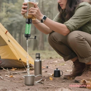 Ống hút sinh tồn lọc nước di động để cắm trại và máy lọc nước nhẹ khẩn cấp để đi bộ đường dài Ba lô