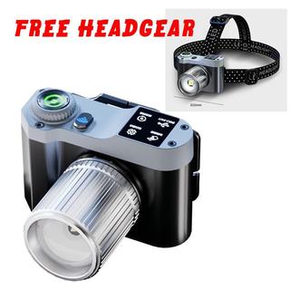 Đèn pin đội đầu, cảm biến sóng, chống thấm nước, 3 chế độ ánh sáng, có zoom gần xa, đèn pin trán