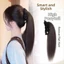 DELMER Chuối Móng Vuốt Kẹp Tóc Giả Đuôi Ngựa, Có Kẹp Kẹp Tổng Hợp Chấm Bi Đuôi Ngựa Đuôi Tóc, Vintage Lông Tơ Giả Tự Nhiên Dài Lớp Thẳng Đuôi Ngựa Sử Dụng Hàng Ngày