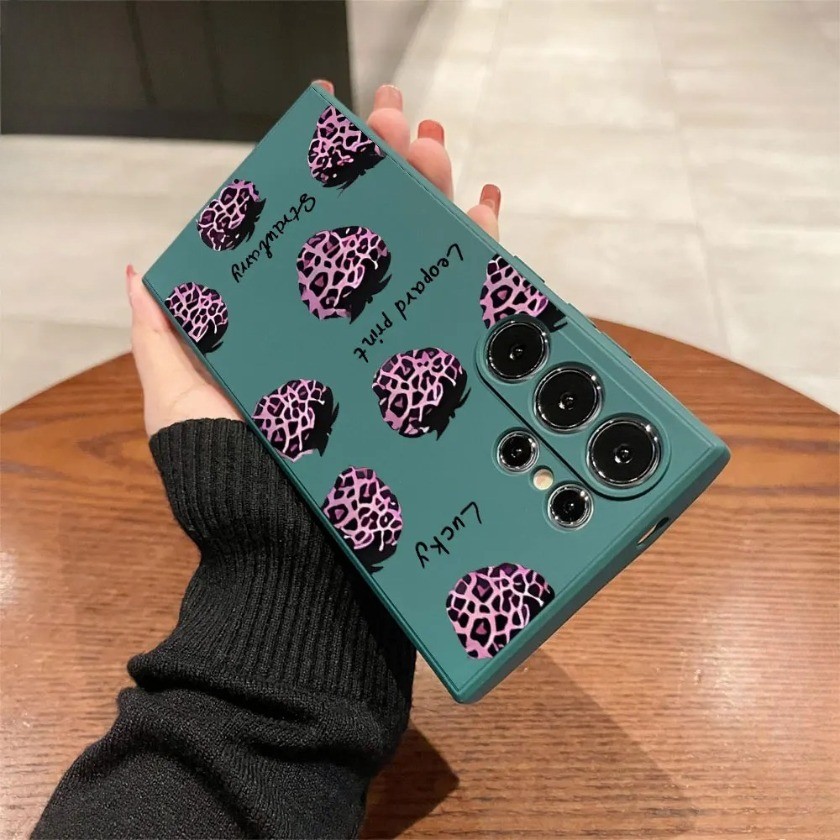 Ốp Điện Thoại Dâu Da Báo Cao Cấp Cho OPPO A5 A6 Pro A3 Pro A3X A16 A17 A57 A6X Ốp lưng TPU Mềm Chống Sốc