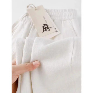 Quần vải lanh tự nhiên cotton thoáng khí cỡ lớn, dáng thẳng, phong cách đi lại, chất liệu ramie