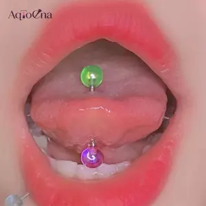AqToCna 1 Chiếc Thép Titan Nhiều Màu Sắc Lưỡi Móng Tay Xuyên Cơ Thể Đinh Xuyên Trang Sức Cơ Thể Cho Nữ Quà Tặng Nhẫn Lưỡi AqToCna