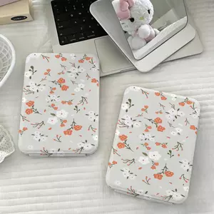 Gương gấp hoa nhí xám nhạt gương trang điểm nữ tính dễ thương