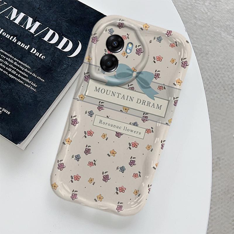 Ốp Cho OPPO A54 4G A57 4G A77 A77S Vỏ Kem Hoạt Hình Nơ Cặp Đôi Mềm TPU 3D Sóng Silicon Vỏ Điện Thoại