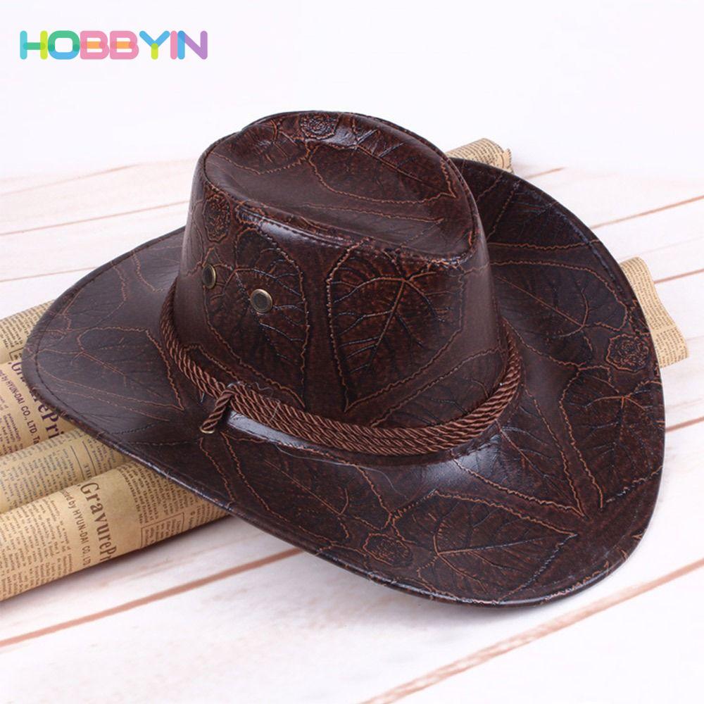 Mũ Hiệp Sĩ HOBBYIN, Mũ Cao Bồi Da Jazz, Thời Trang Phương Tây Vintage Quý Ông Tấm Che Nắng Nam Nữ