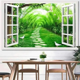 Decal hình cửa sổ mẫu 2 dán tường có keo siêu bền chống nước
